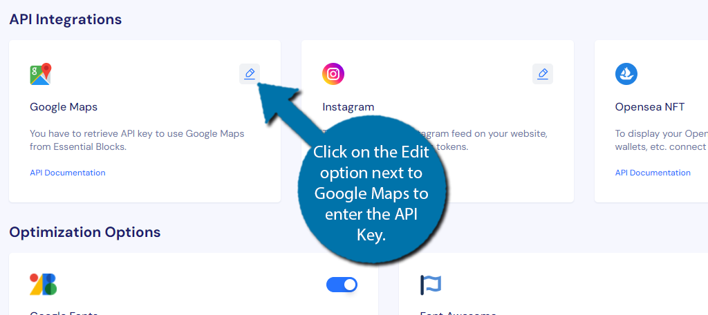 Enter Google API Key Into Essential Blocks